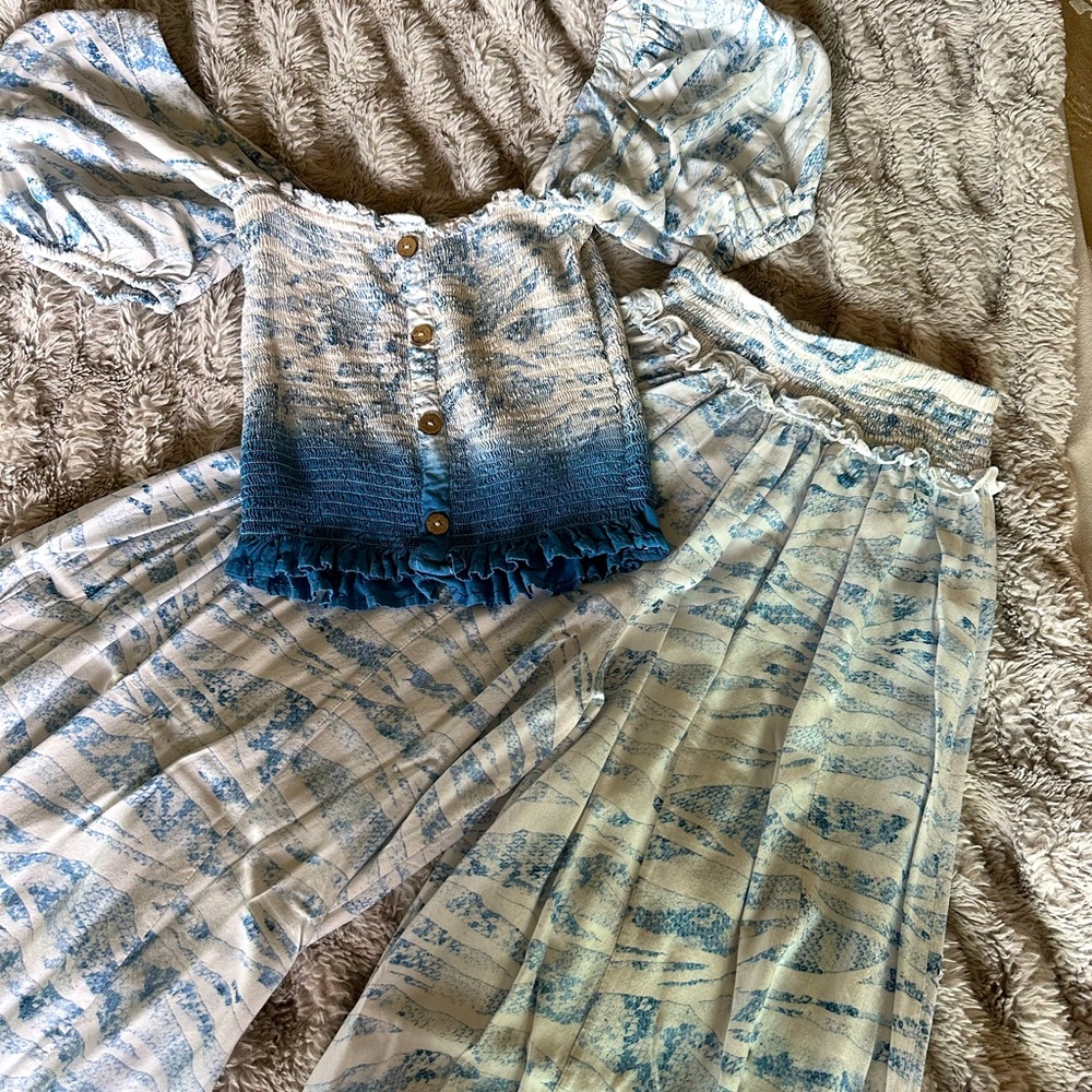 Surf Gypsy pants and off shoulder top. Summer set. Cover up beach Small Medium